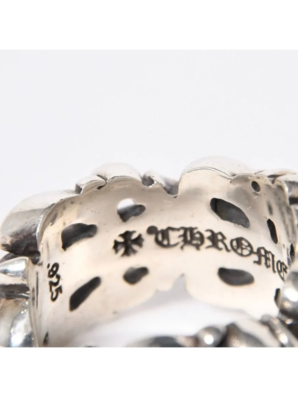 Chrome Hearts Double Floral Cloth Sling Ring Cross 925 Sterling Silver